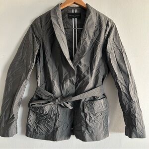 Fabiana Filippi Crinkled Grey Belted Single breasted Single Button Blazer